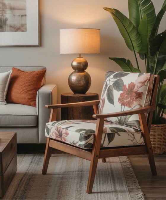 Vintage Floral Accent Armchair