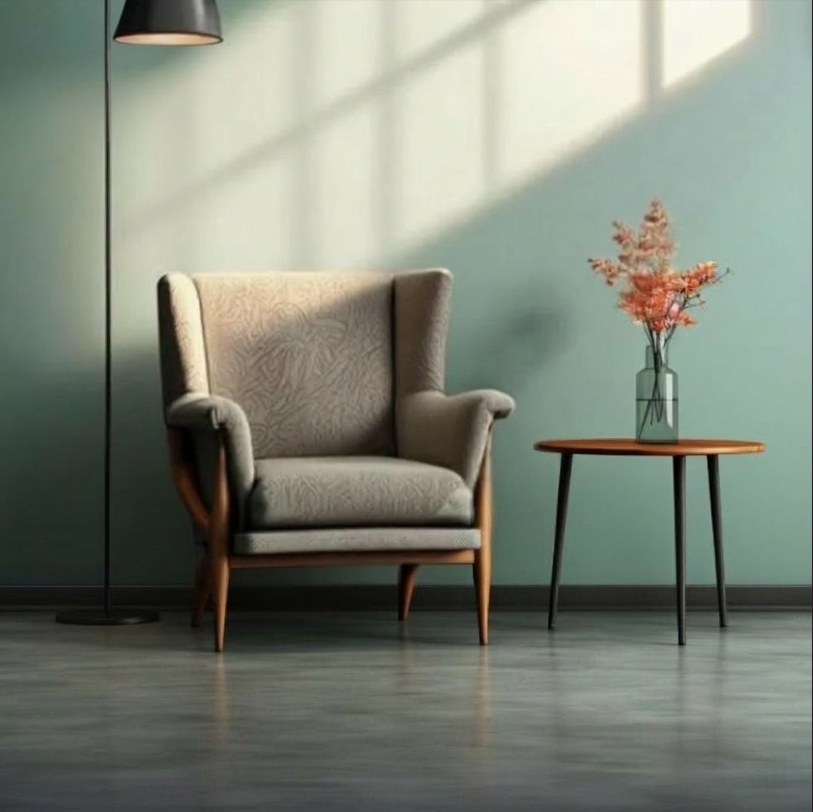 Mid-Century Modern Wingback Armchair